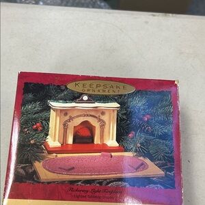 Hallmark Keepsake Cream and Red Fireplace Ornament
